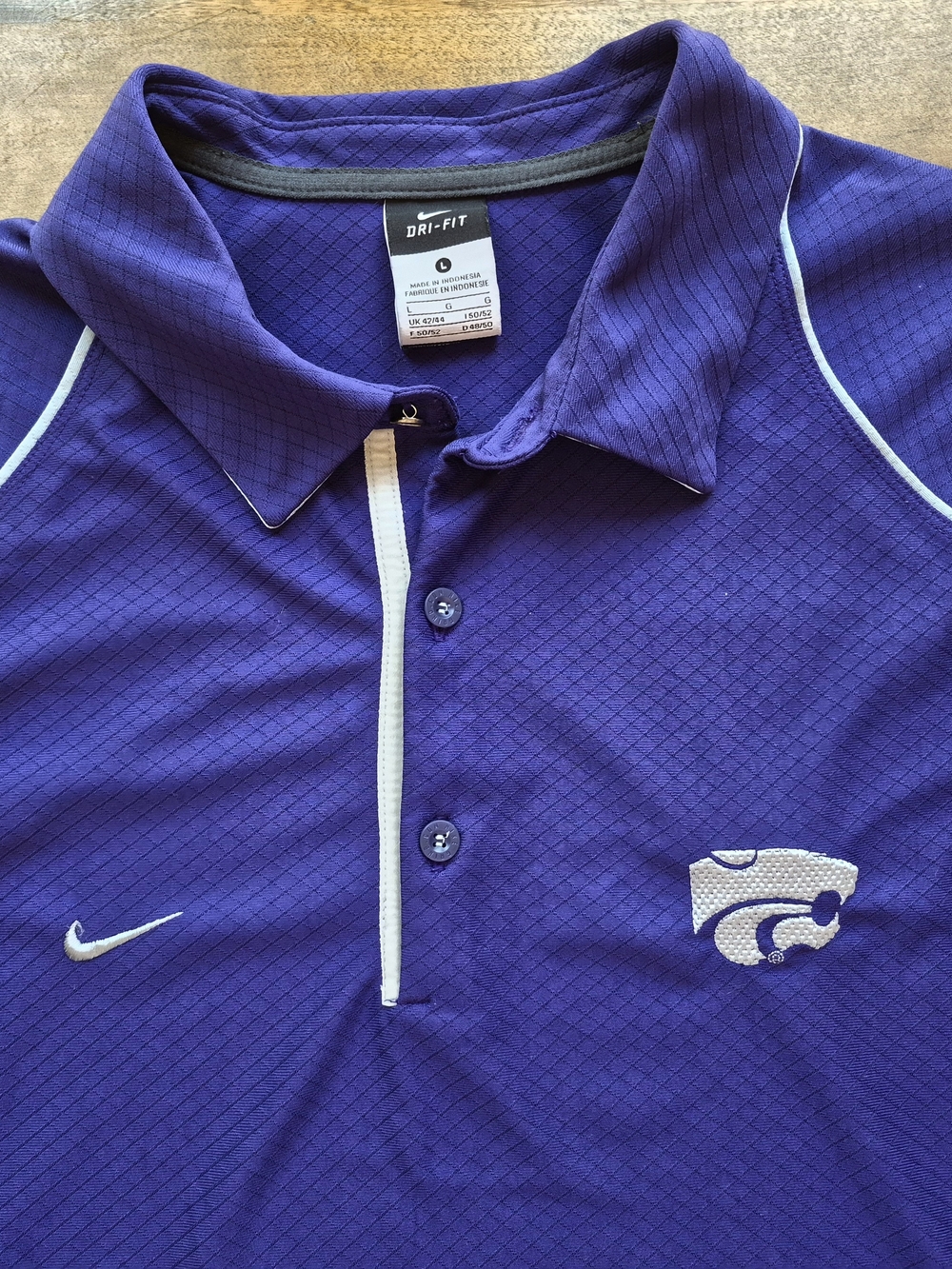 KSU Kansas State Wildcats Mens Lg Polo Nike DriFit Team Issue Polo  Pit to Pit: